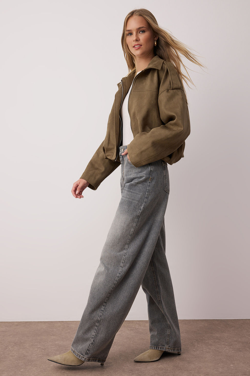 Gri Yuksek Bel Baggy %100 Pamuk Non-Stretch Jeans TWOAW25JE00130