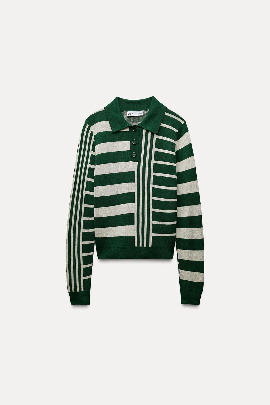 STRIPED POLO KNIT SWEATER - Zara фото 3