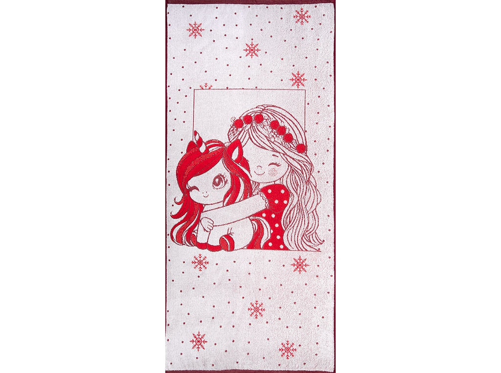 Полотенце махровое 6с102.411ж1 Обнимашки (3-бело-кр.) 67х150см