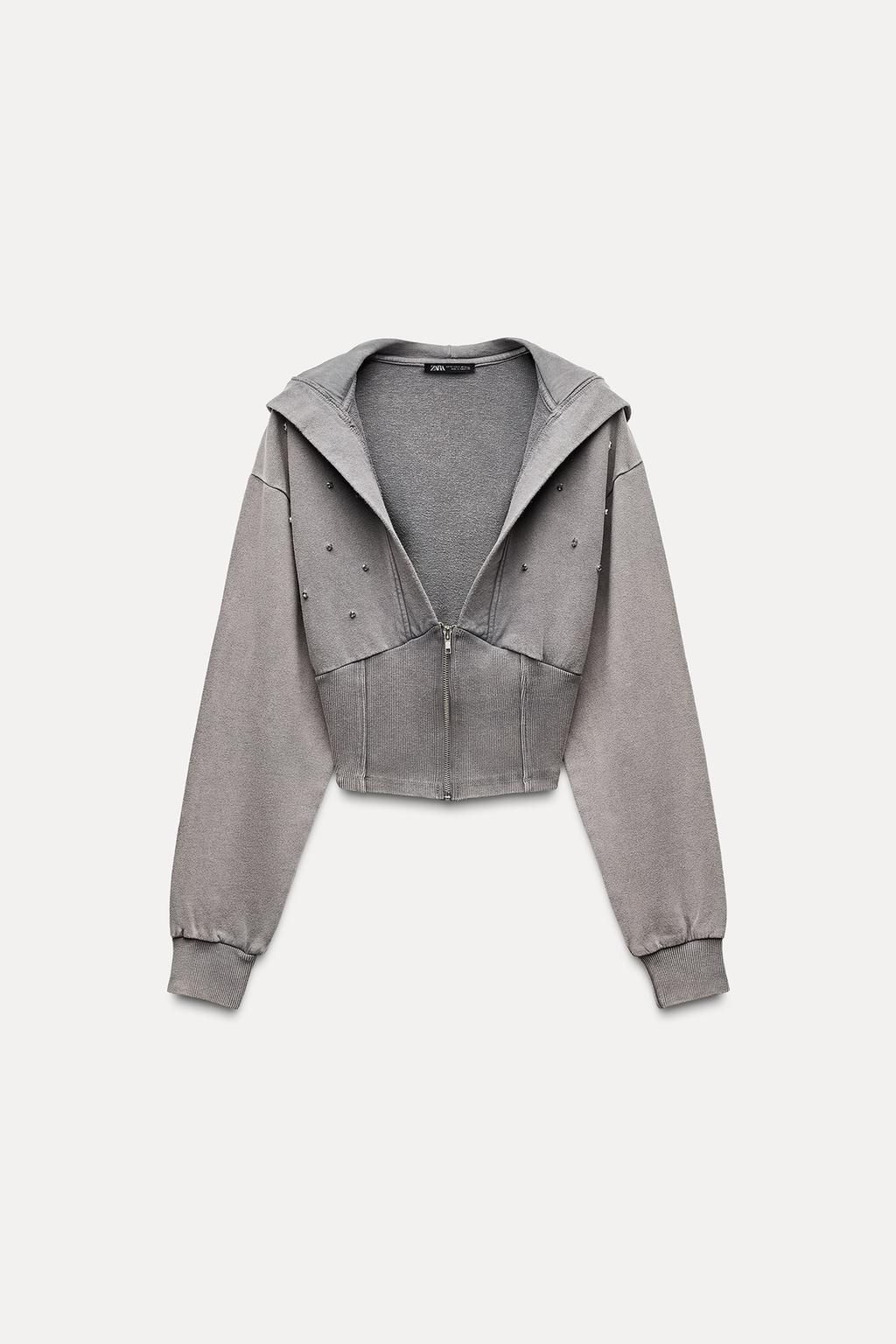 JEWELLED WASHED-EFFECT SWEATSHIRT - Zara фото 7