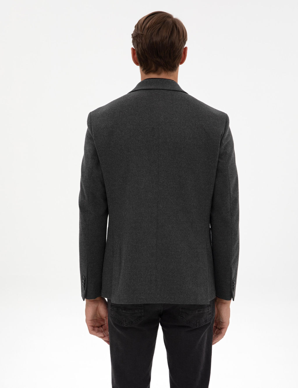 Antrasit Slim Fit Flanel Dokulu Ceket