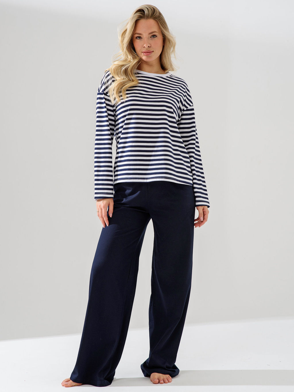 Пижама костюм(лонгслив-тельняшка+брюки) 100% хлопок - Оптима фото 4