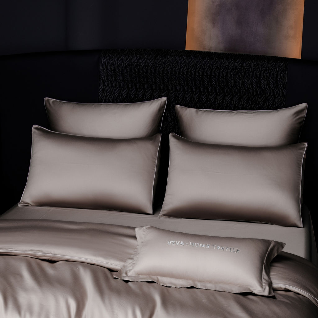 Комплект постельного белья Однотонный Сатин Премиум на резинке OCPR006 180*200*30;160*200*30;140*200*30 2 спальный 4 Наволочки