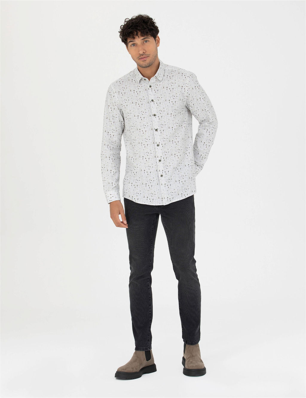 Gri Slim Fit Uzun Kollu G_mlek - Pierre cardin фото 4