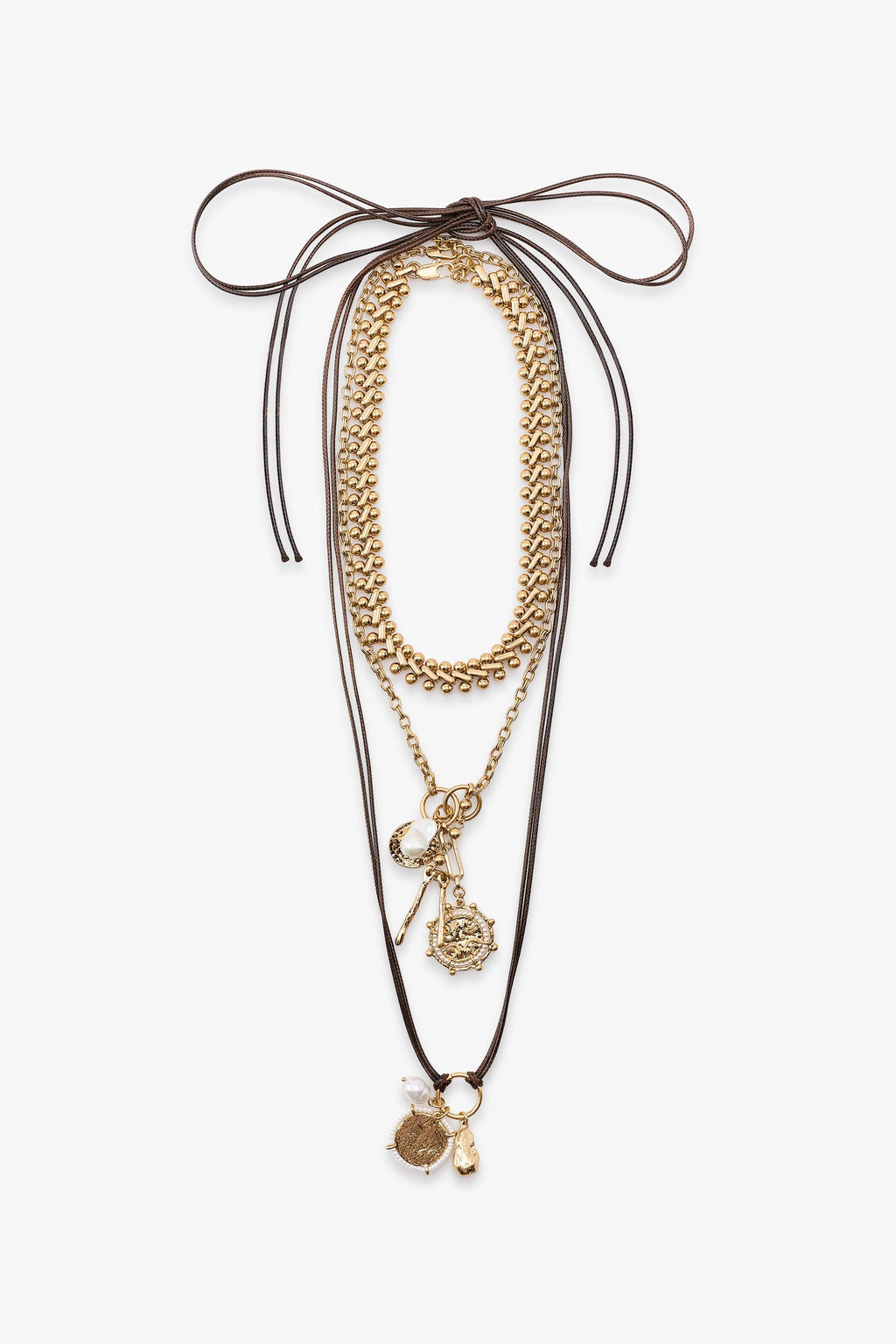 3-PACK OF CHAIN CORD CHARM NECKLACES - Zara фото 3