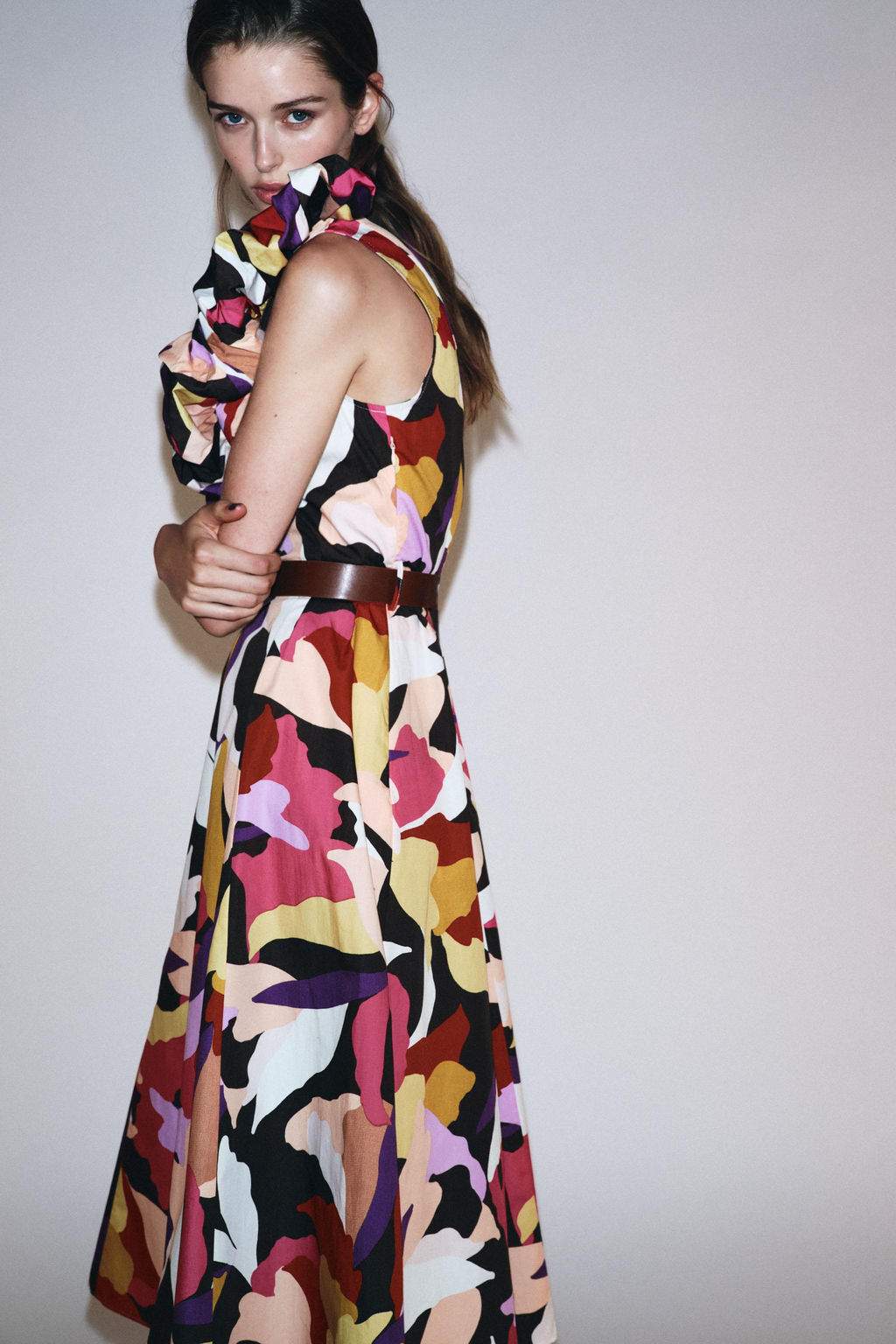 PRINTED POPLIN MIDI DRESS - Zara фото 3
