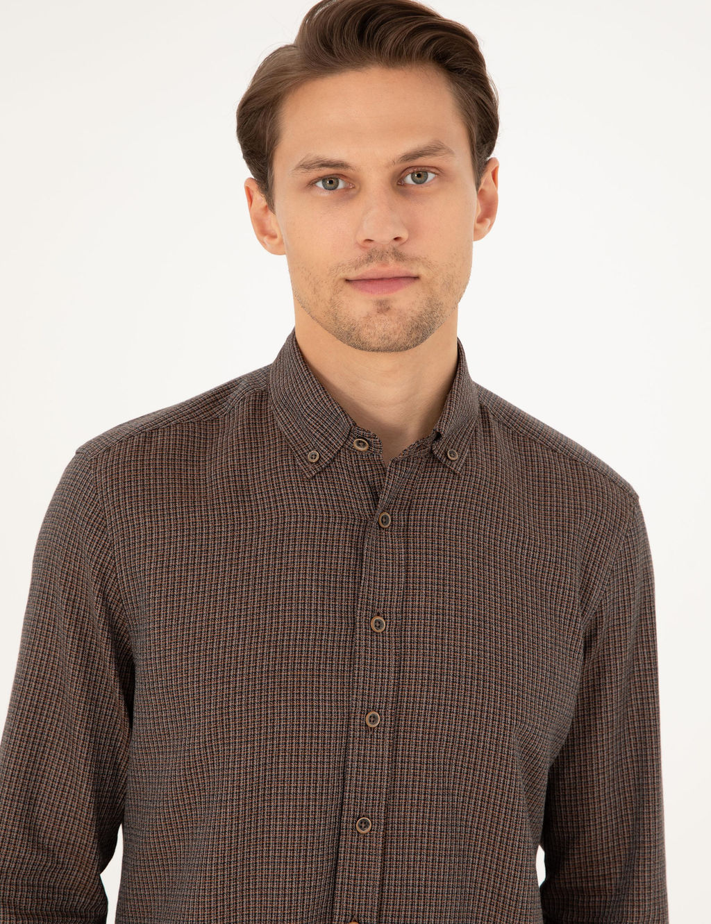 Kahverengi Slim Fit Uzun Kollu G_mlek - Pierre cardin фото 2