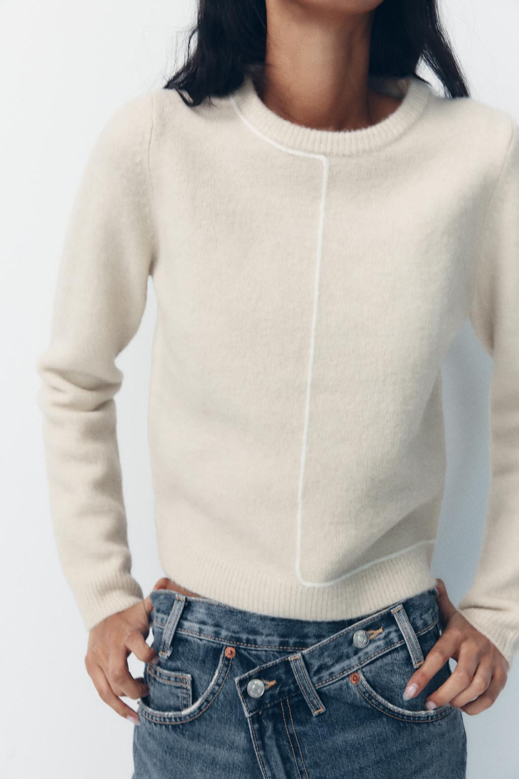 CONTRAST TRIM KNIT SWEATER - Zara фото 7