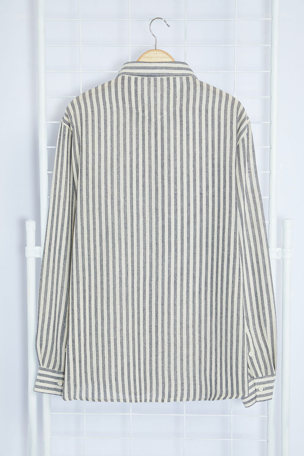 Lacivert Regular Fit Cizgili Dokulu Buyuk Beden Gomlek TMNSS24AX00015