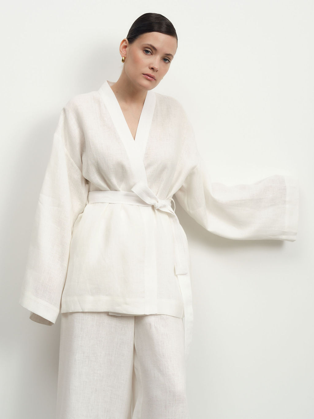 Жакет-кимоно льняное 42367 белый