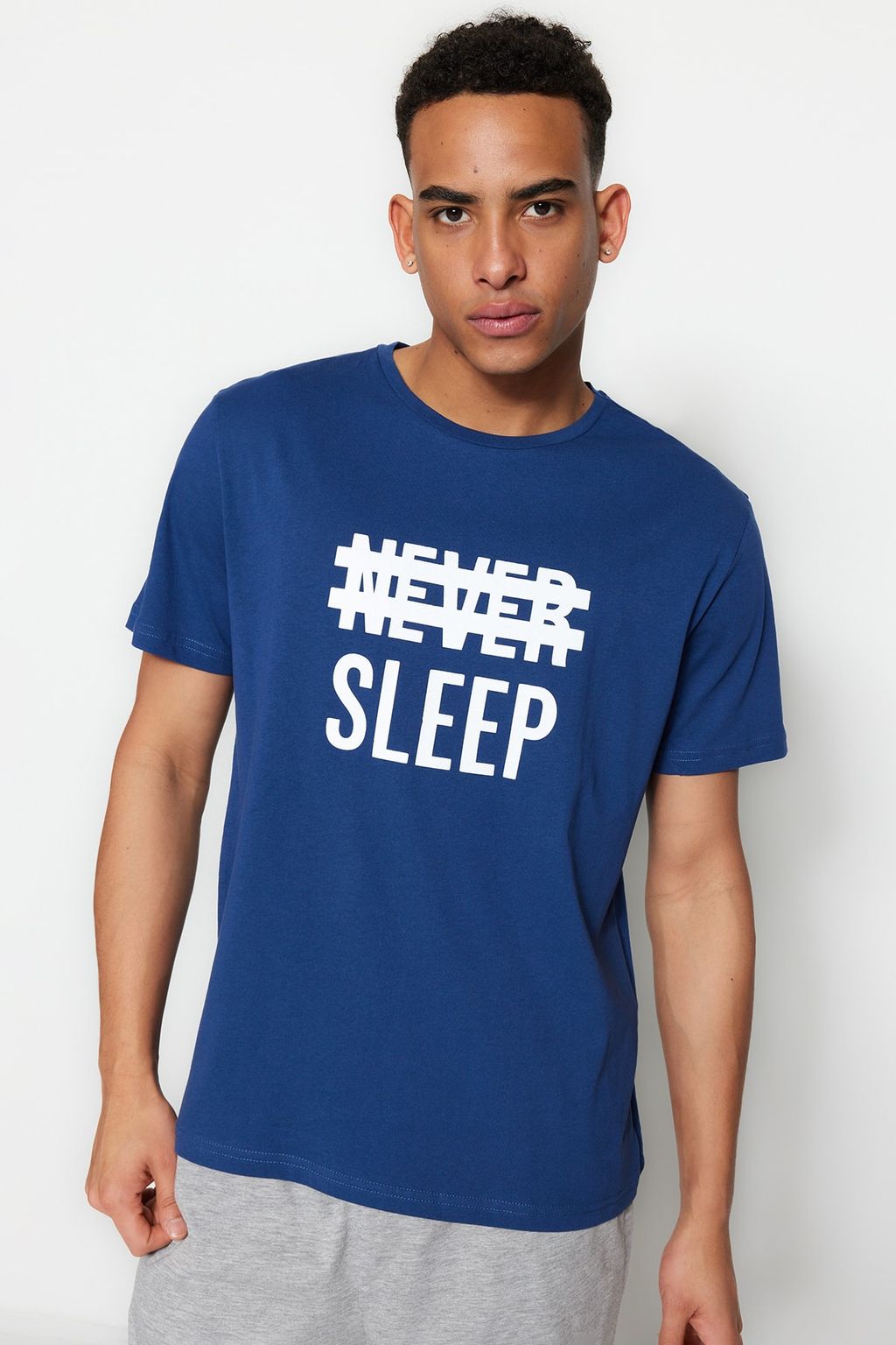 TRENDYOL MAN Mavi %100 Pamuk Regular Fit Orme Yazl?k Sortlu Pijama Tak?m? THMSS21PT0216 - Trendyolmilla фото 13