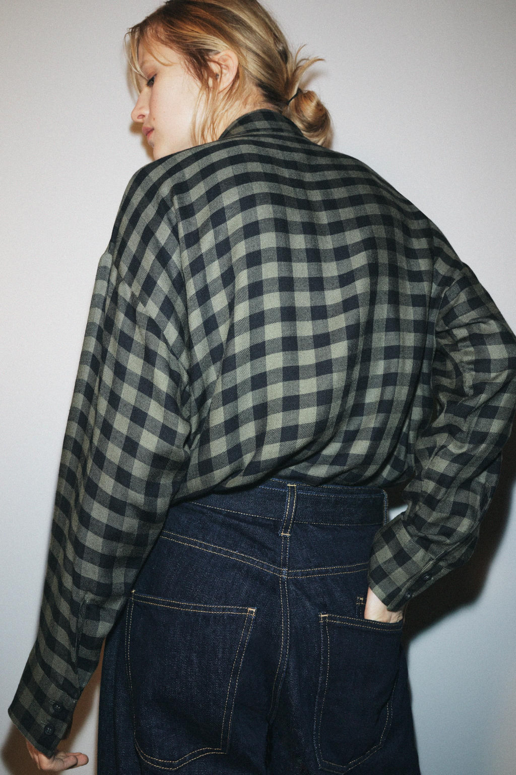 GINGHAM SHIRT WITH SCARF ZW COLLECTION - Zara фото 3