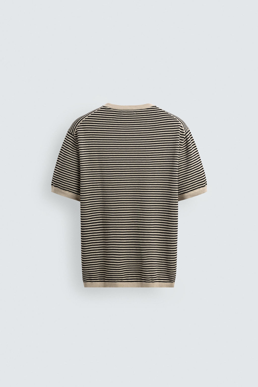 CAMISETA PUNTO ALGOD?N - LINO RAYAS / Crudo / Negro - Zara фото 8