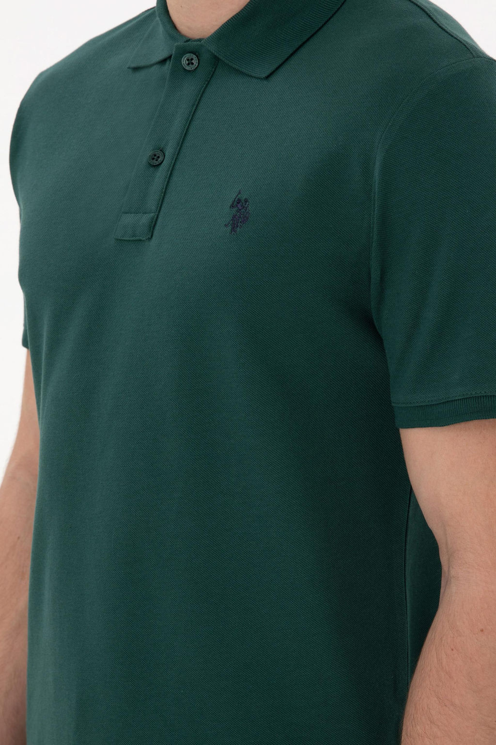 Erkek Slim Fit Polo Yaka Koyu Ye_il Basic Ti__rt Sepette S_rpriz _ndirim - U.s. polo assn фото 7