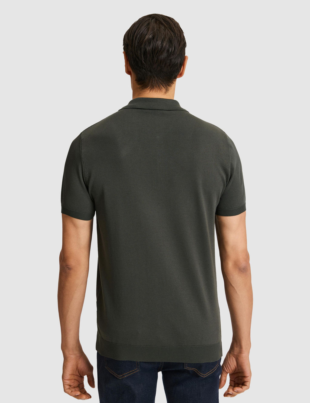Haki Slim Fit Fermuarl_ Polo Yaka Triko T-shirt