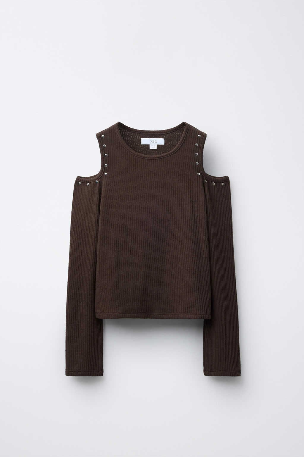 RIB T-SHIRT WITH CUT-OUT AND STUDS