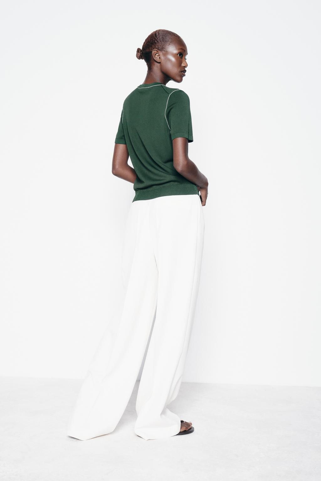 PLAIN KNIT TOP WITH CONTRAST TRIMS - Zara фото 19