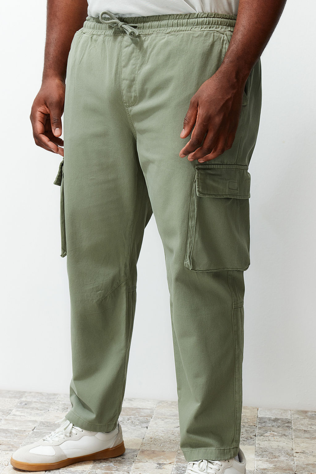 Ac?k Haki Regular Fit Kargo Cepli Beli Bagc?kl? Buyuk BedenPantolon TMNSS24AR00002