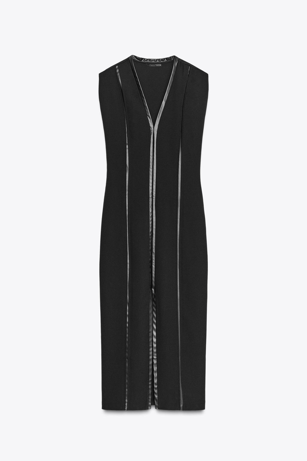 FAUX LEATHER TRIM MIDI DRESS - Zara фото 4