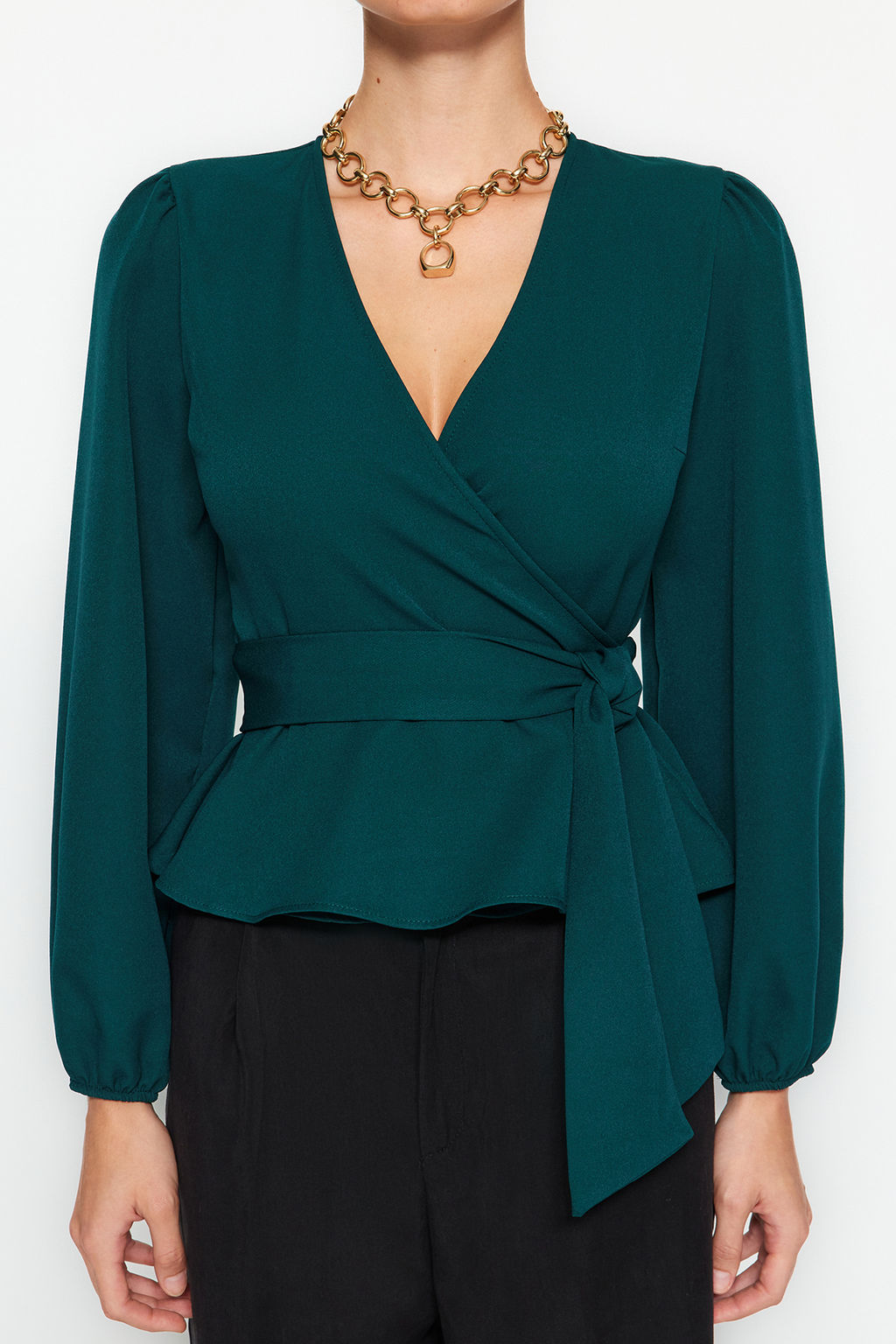 Trendyolmilla K?rm?z? Kruvaze Baglama Detayl? Dokuma Bluz TWOAW20BZ1089  фото 8