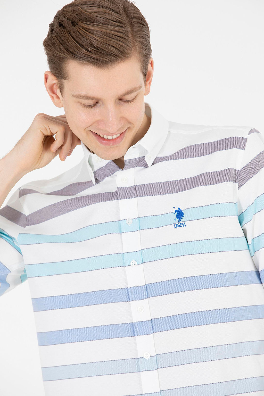 U. S. Polo Assn / Мужская синяя рубашка с длинным рукавом - U.s. polo assn фото 2