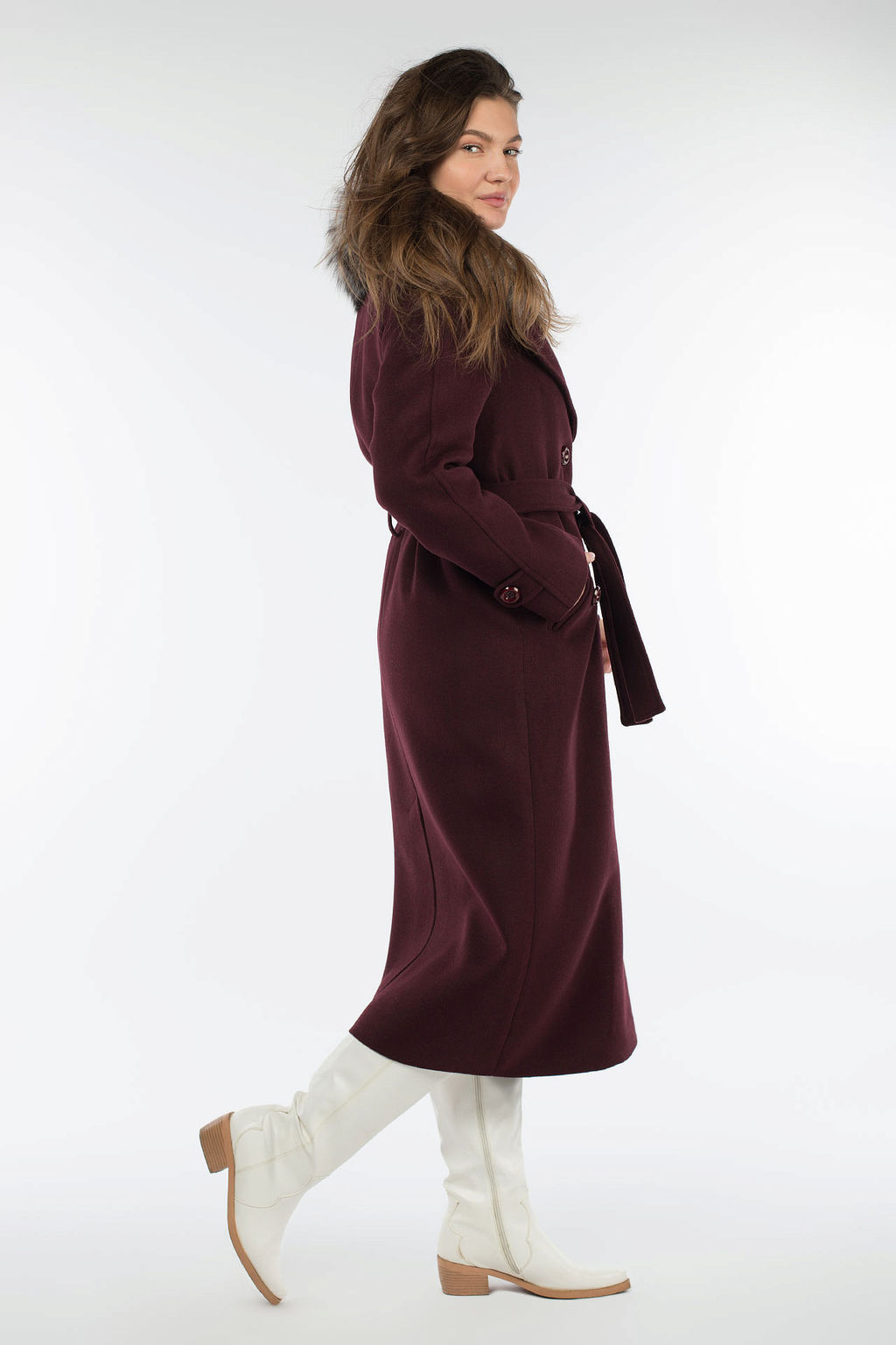 Мех натуральный (чернобурая лисица), Пальто утепленное Холлофайбер 300 - El podio фото 3