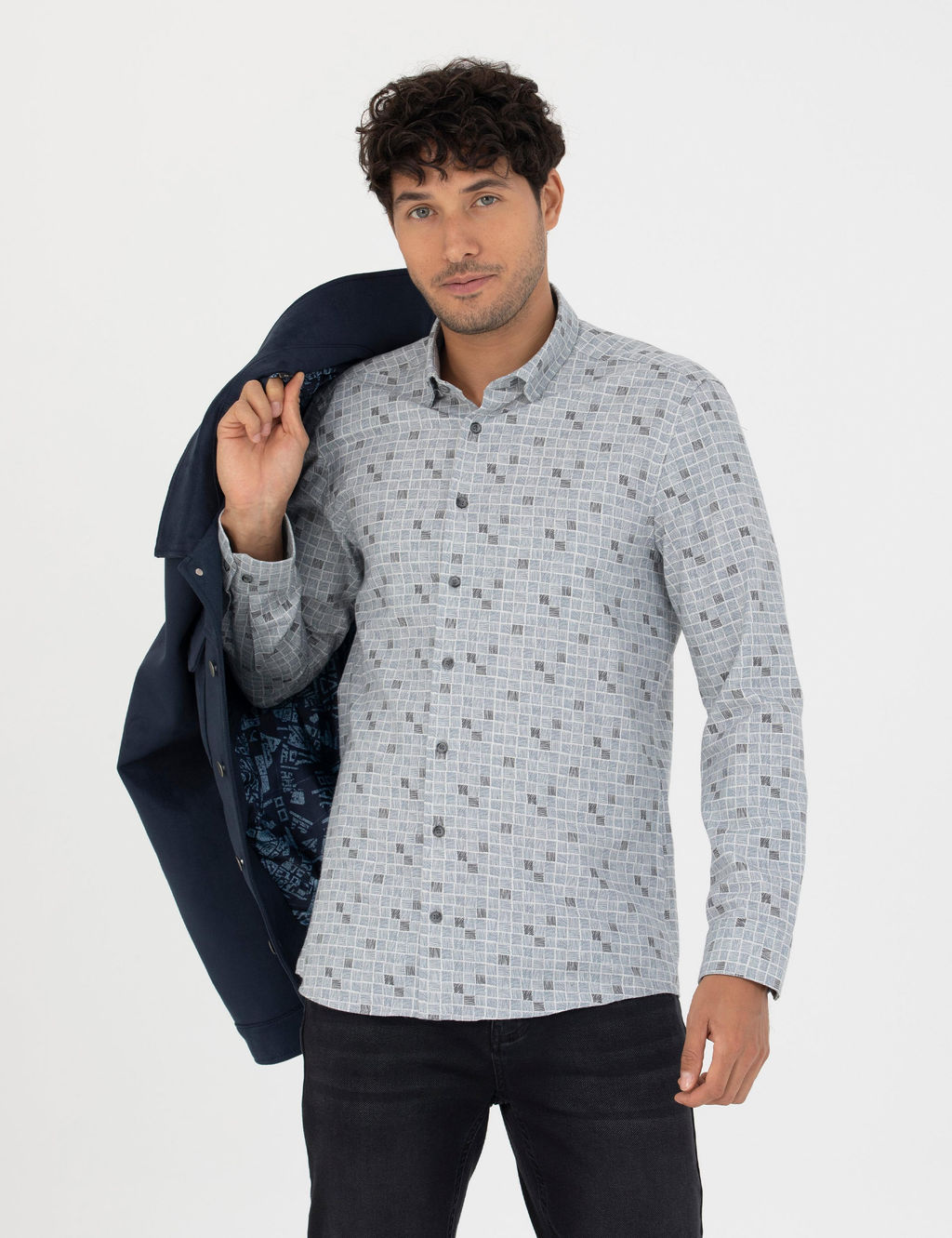 Рубашка Pierre Cardin Slim Fit синяя
