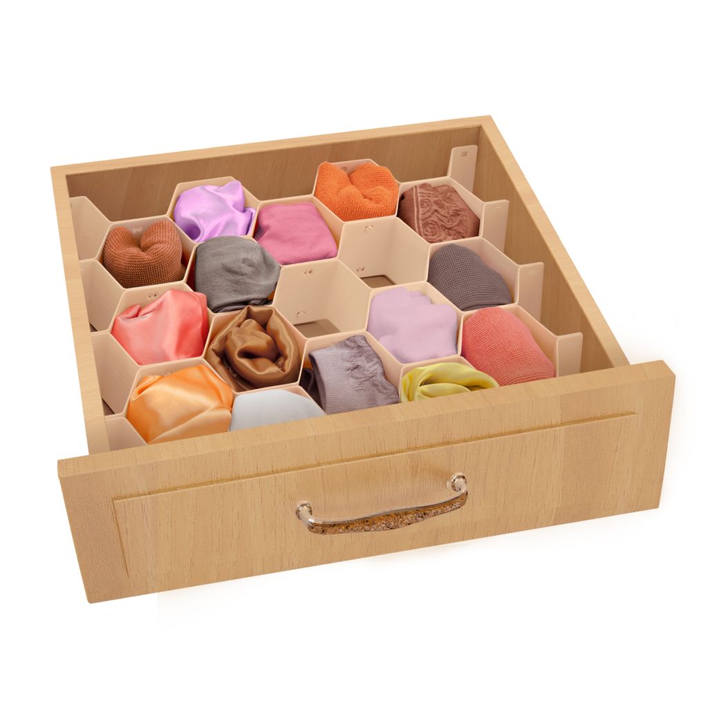 Разделители для ящиков СОТЫ, набор 8 шт., 36.3*6.7 см, DRAWER ORGANIZER, бежевый, шт - Valiant фото 2