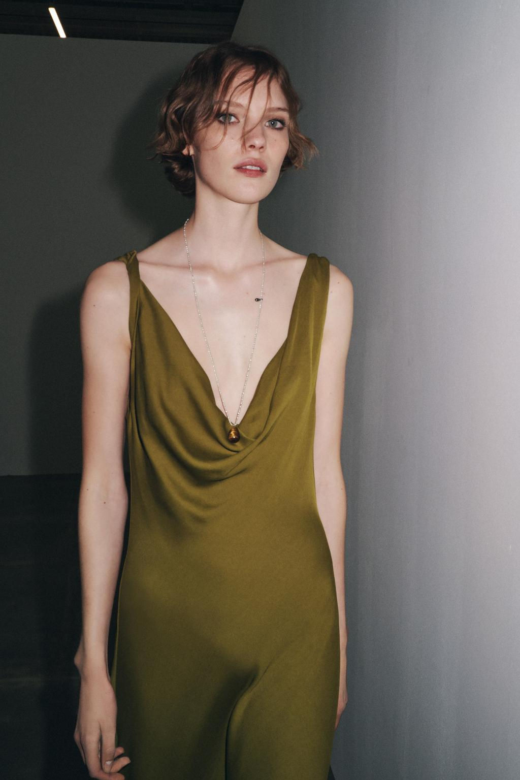 ZW COLLECTION LONG SATIN DRESS - Zara фото 12