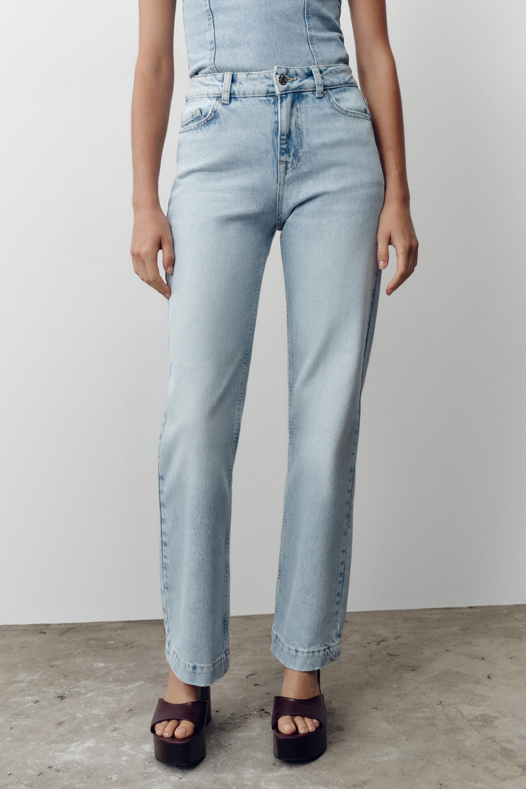 JEANS Z.04 STRAIGHT MID-WAIST FULL LENGTH - Zara фото 11