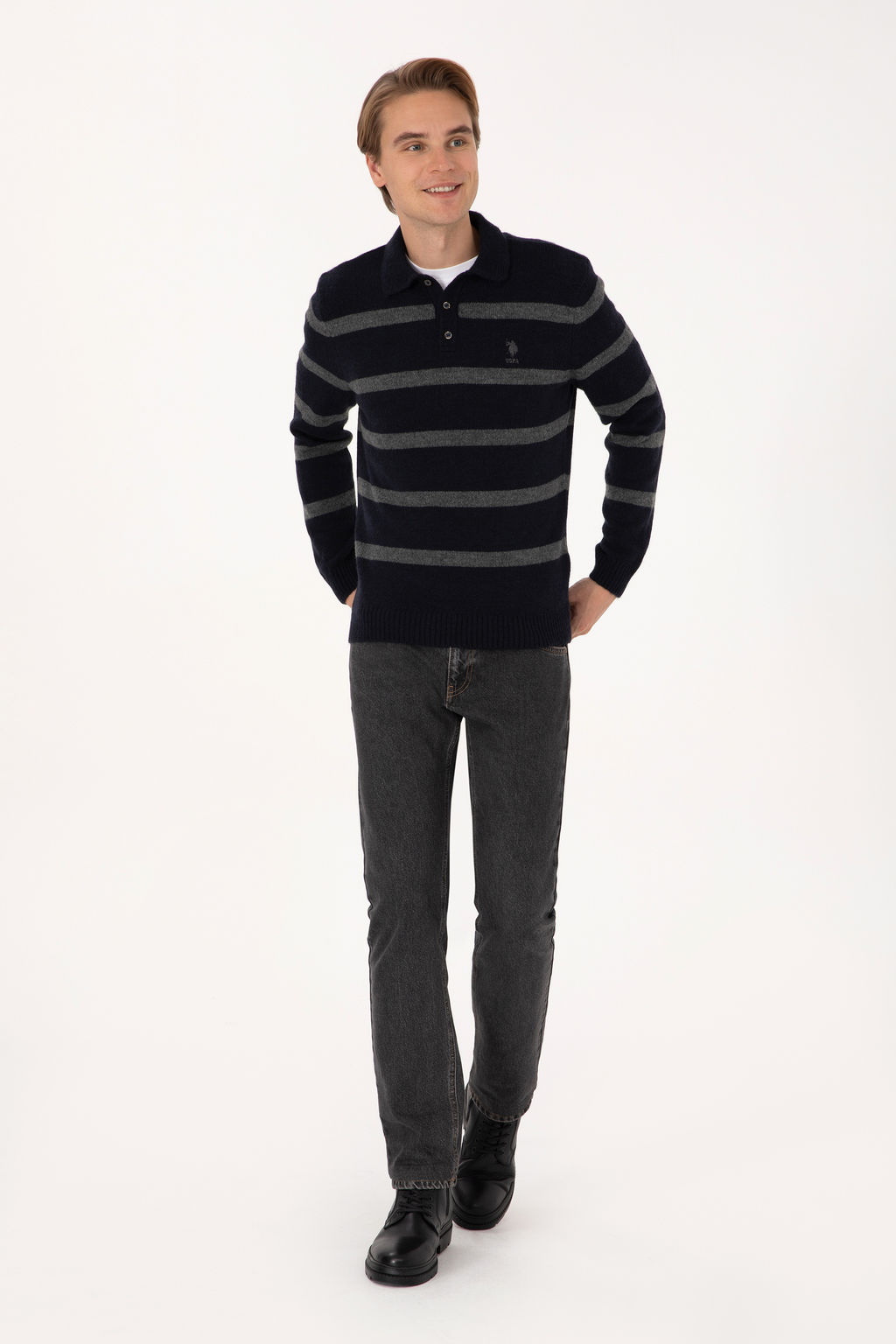 Erkek Regular Fit Polo Yaka Lacivert Kazak - U.s. polo assn фото 11