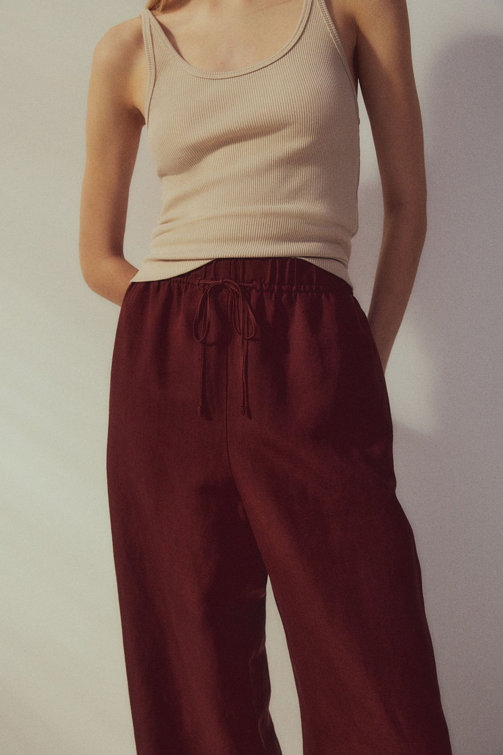 Pantalon sin cierre en mezcla de lino - H&m фото 2