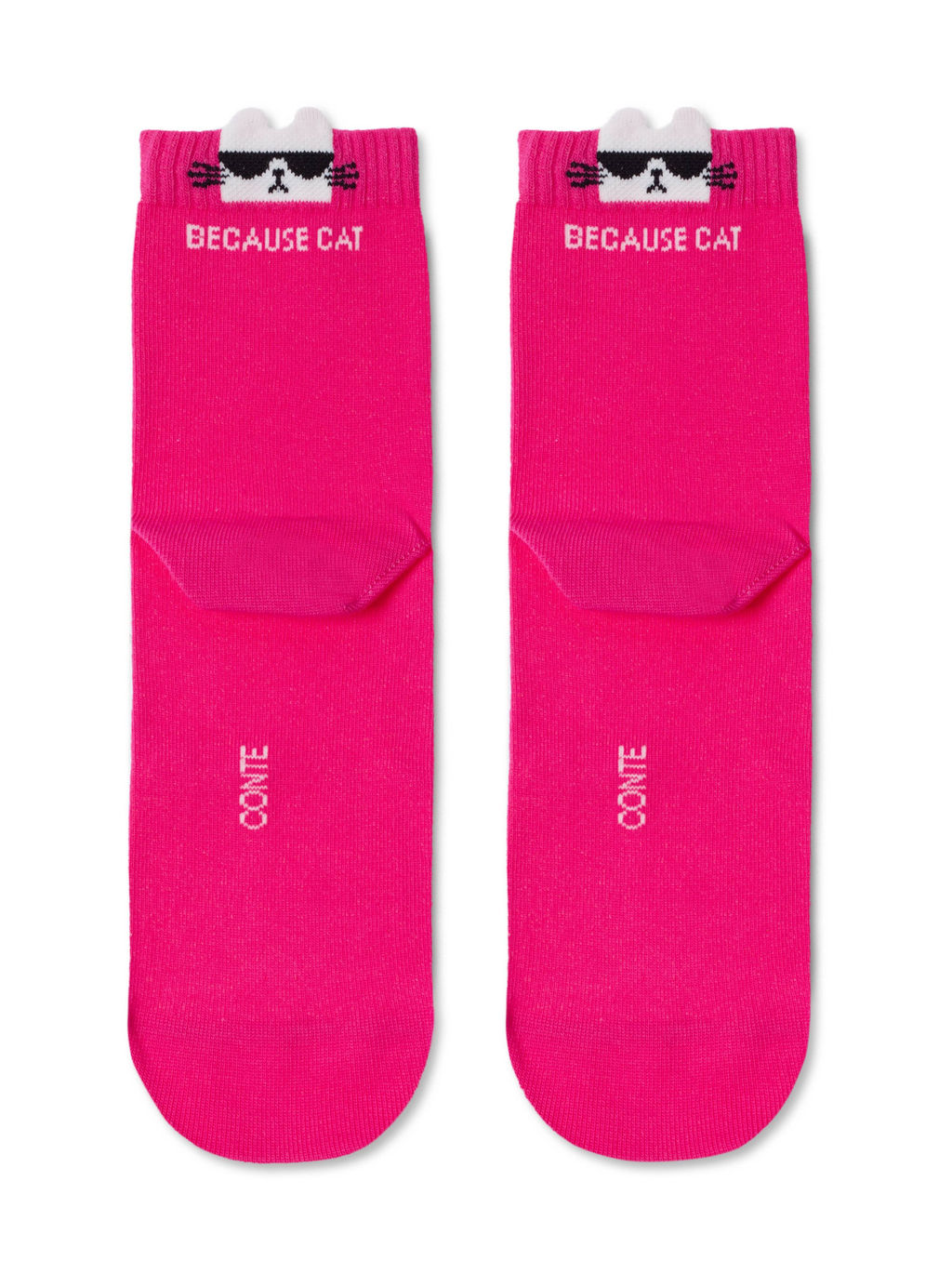 Цена за 2 пары. Носки Короткие CONTE Хлопковые носки CLASSIC с пикотом Cat фуксия - Conte elegant фото 3