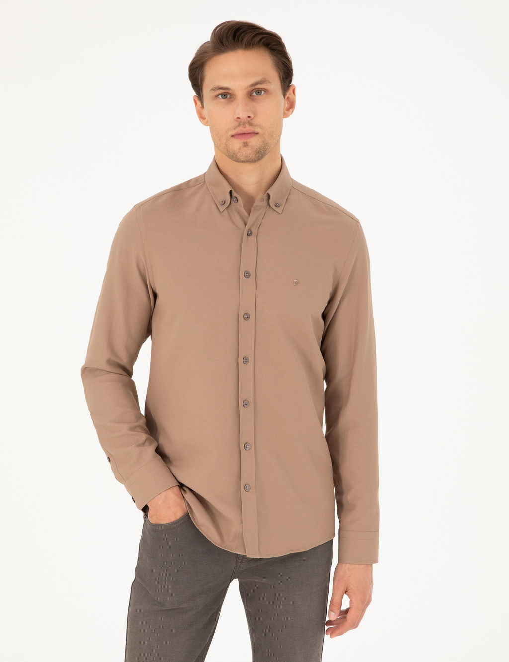 A__k Kahverengi Slim Fit Uzun Kollu G_mlek