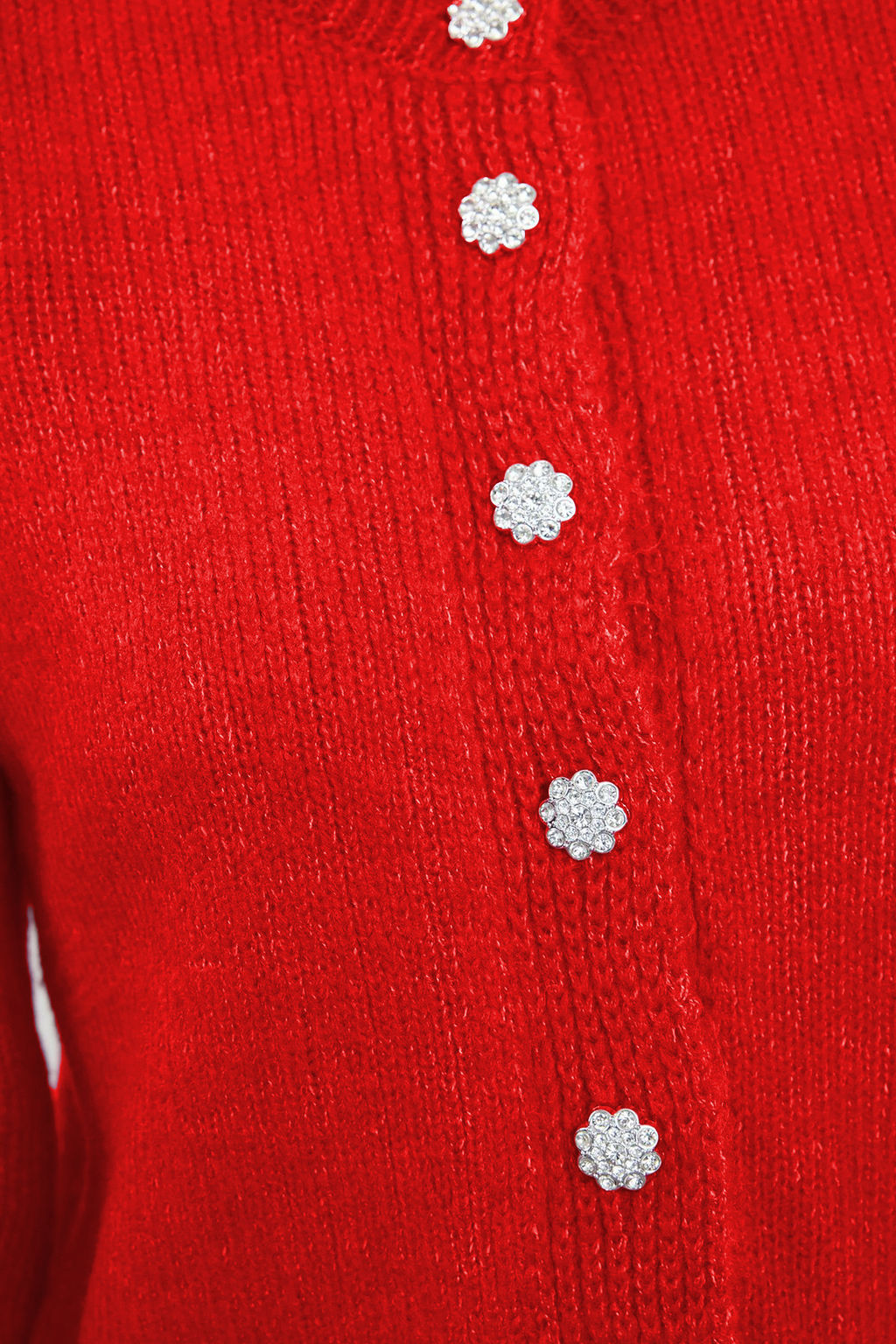 Nar Cicegi Yumusak Dokulu Mucevher Dugmeli Ceket Gorunumlu Triko H?rka TWOAW21HI0034