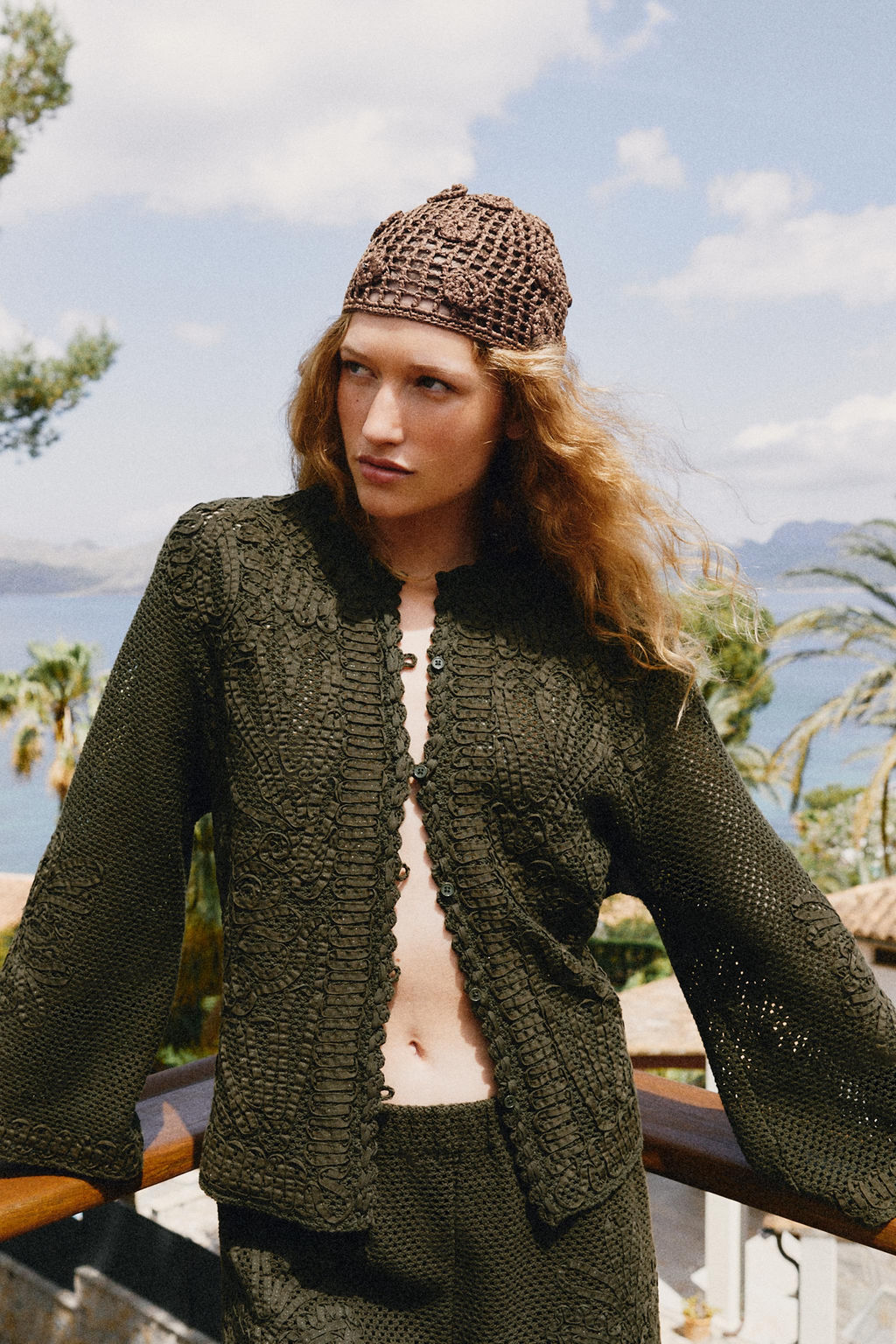 CHAQUETA COMBINADA CROCHET / Khaki - Zara фото 6