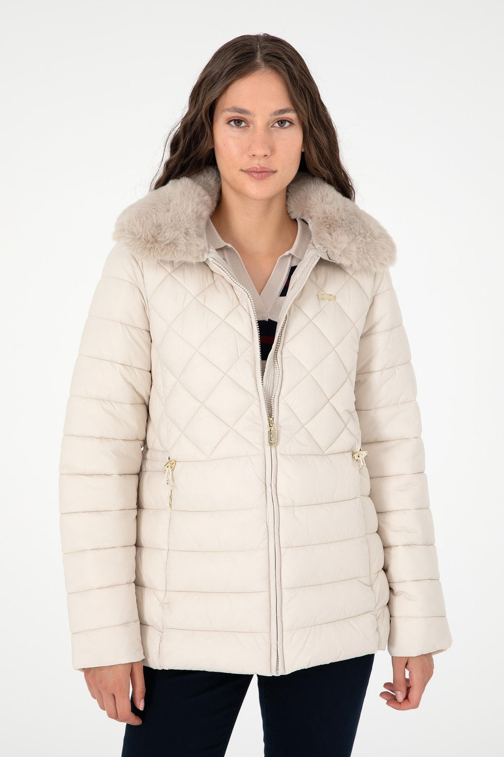 Женское кремовое пальто Неожиданная скидка в корзине - U.s. polo assn фото 3