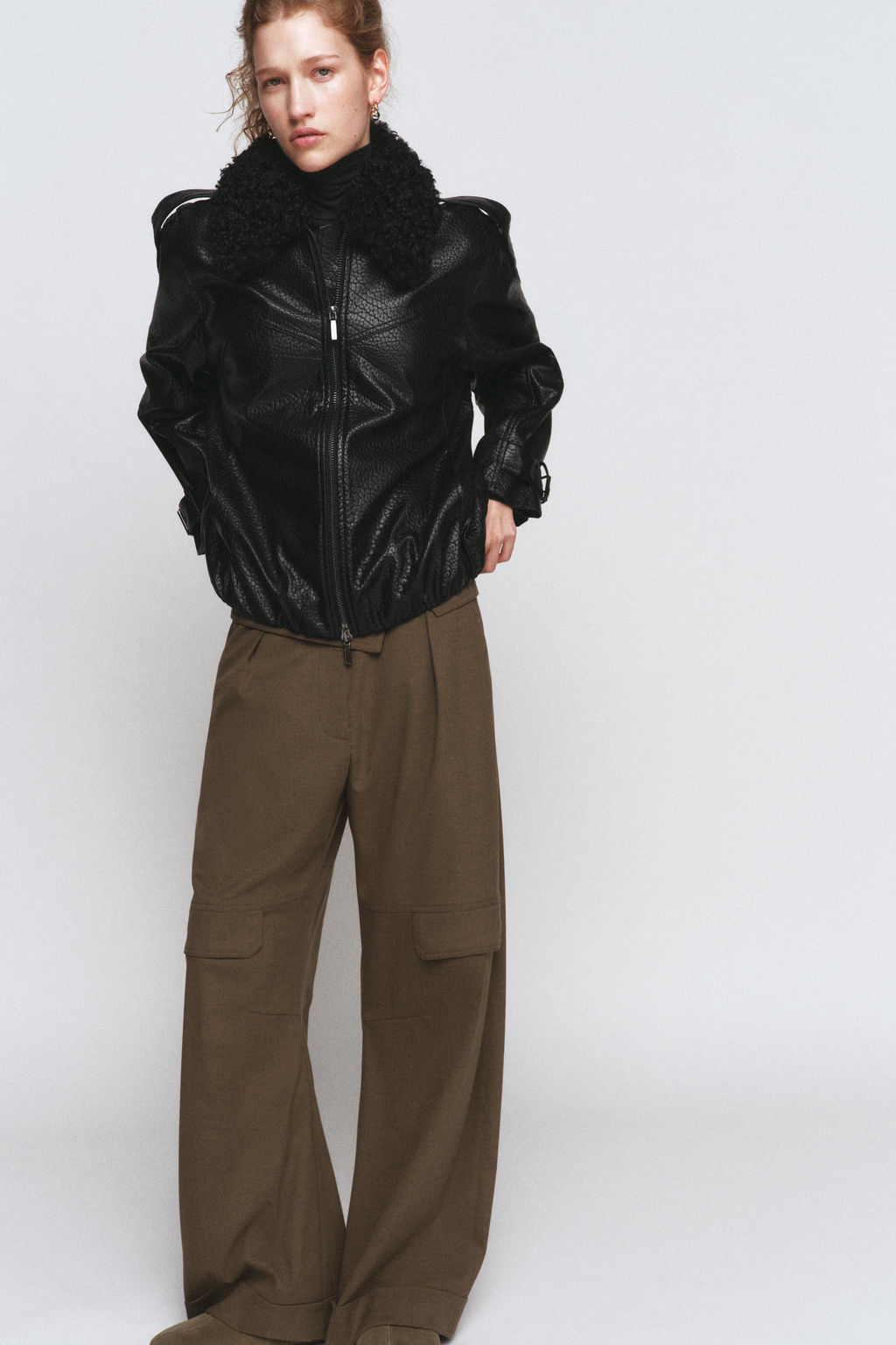 FAUX LEATHER BOMBER JACKET ZW COLLECTION - Zara фото 12