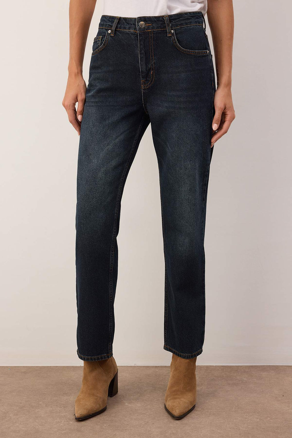 Ac?k Mavi Yuksek Bel Straight Jeans TWOAW26JE00182 - Trendyolmilla фото 7