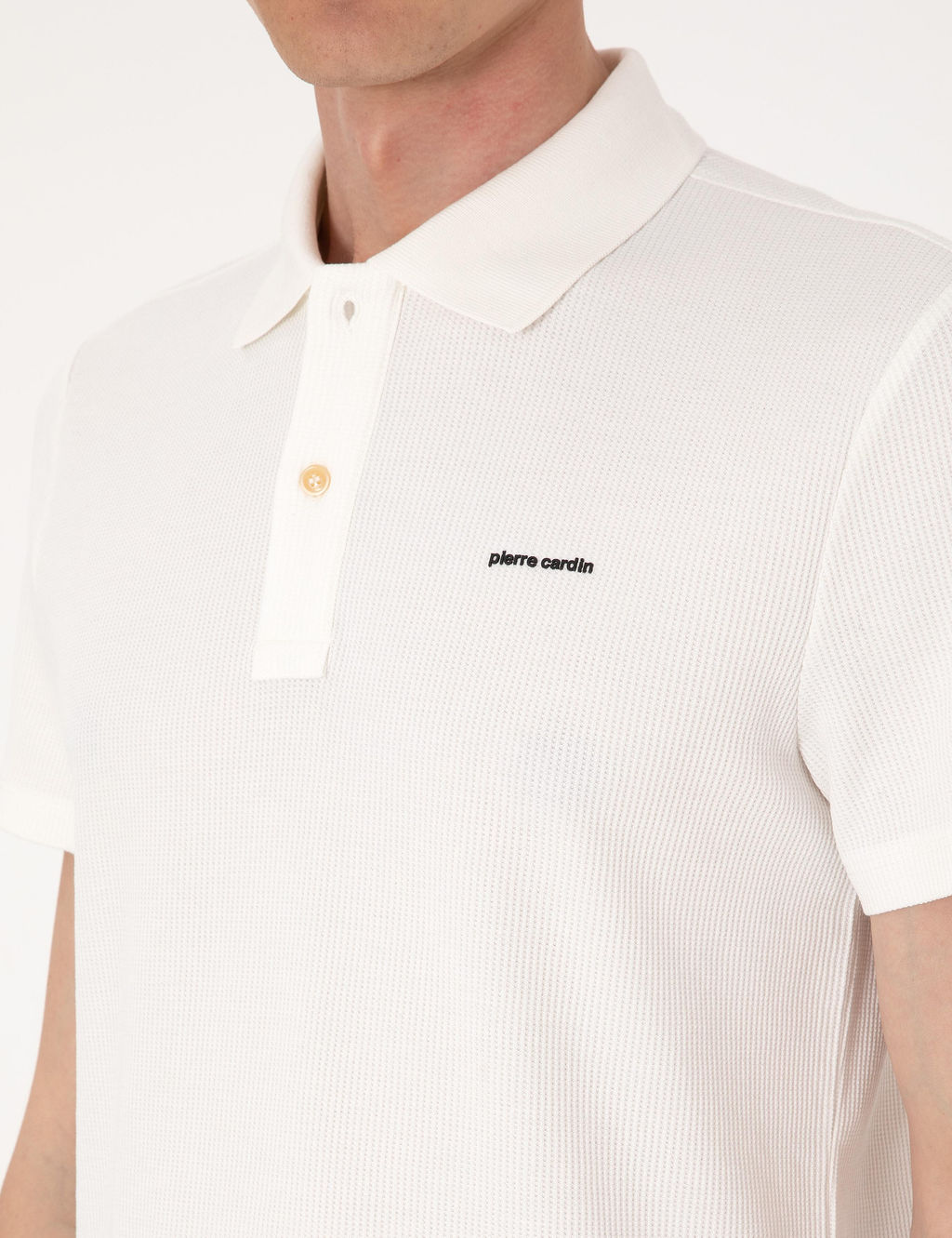 Ekru Slim Fit _rme Dokulu Polo Yaka Ti__rt