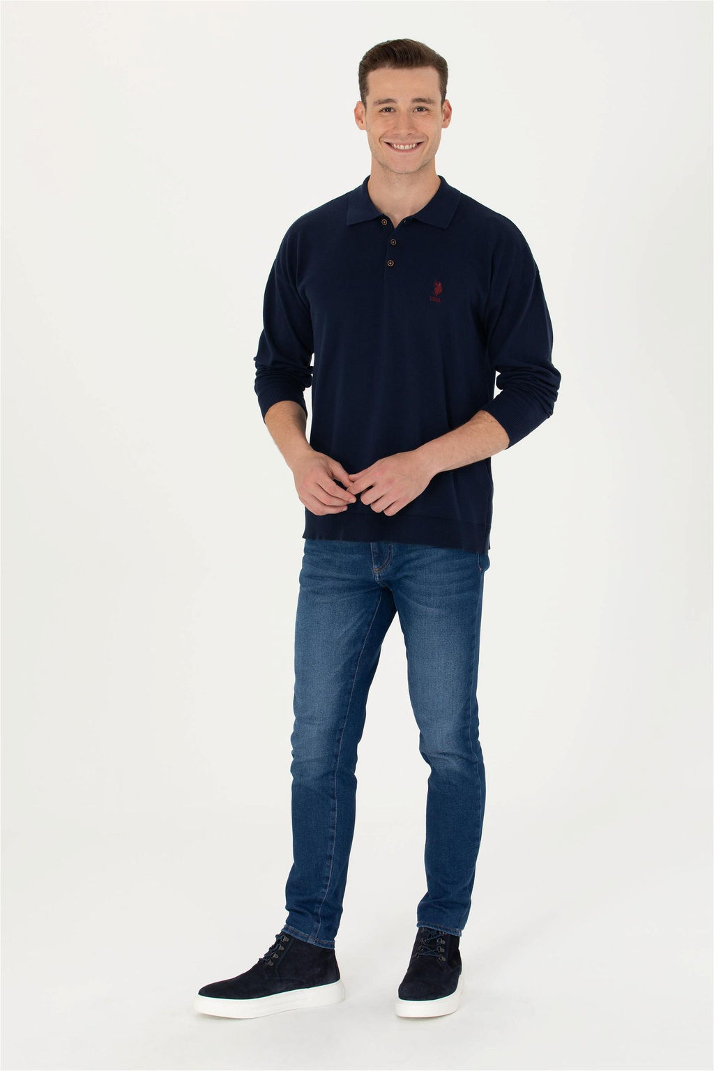 U. S. Polo Assn Мужской темно-синий базовый свитер - U.s. polo assn фото 3