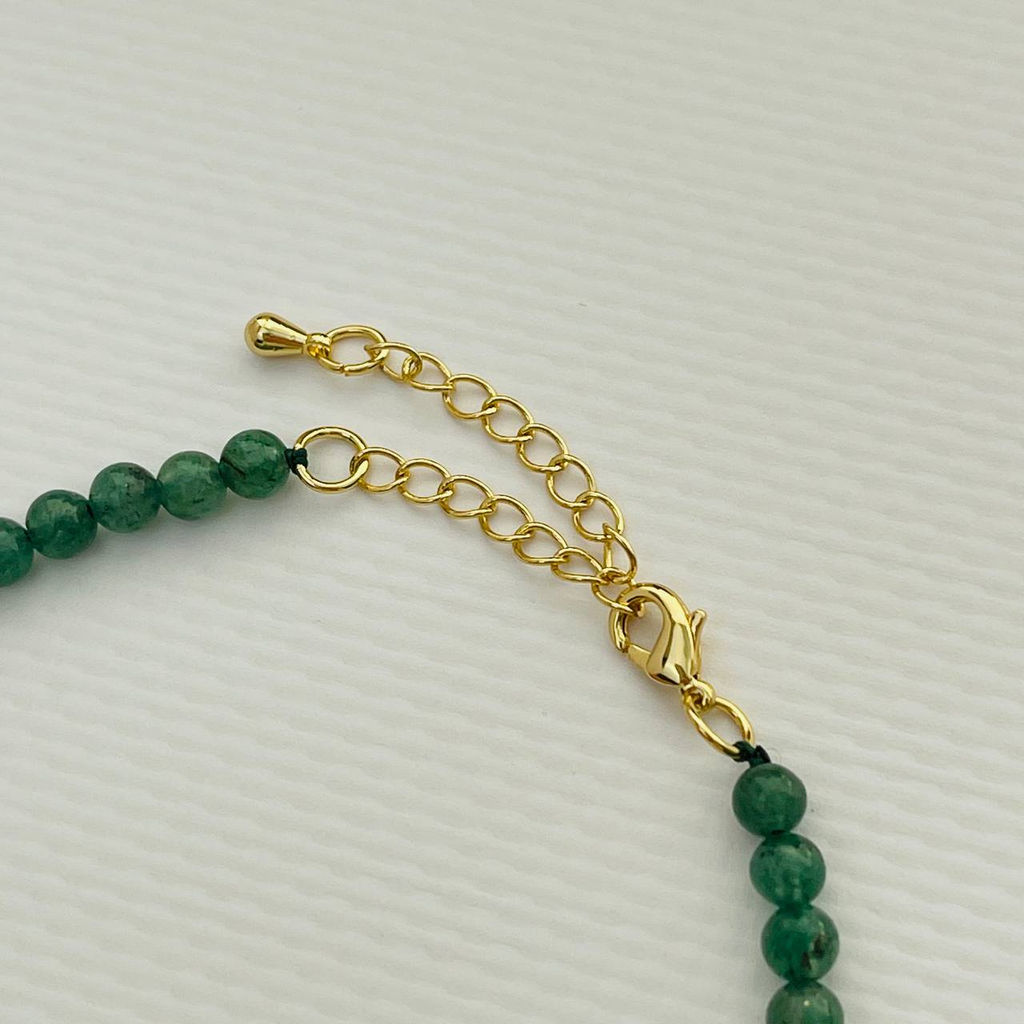 Бусы-Чокер из зеленого Авантюрина со вставкой 42 см +