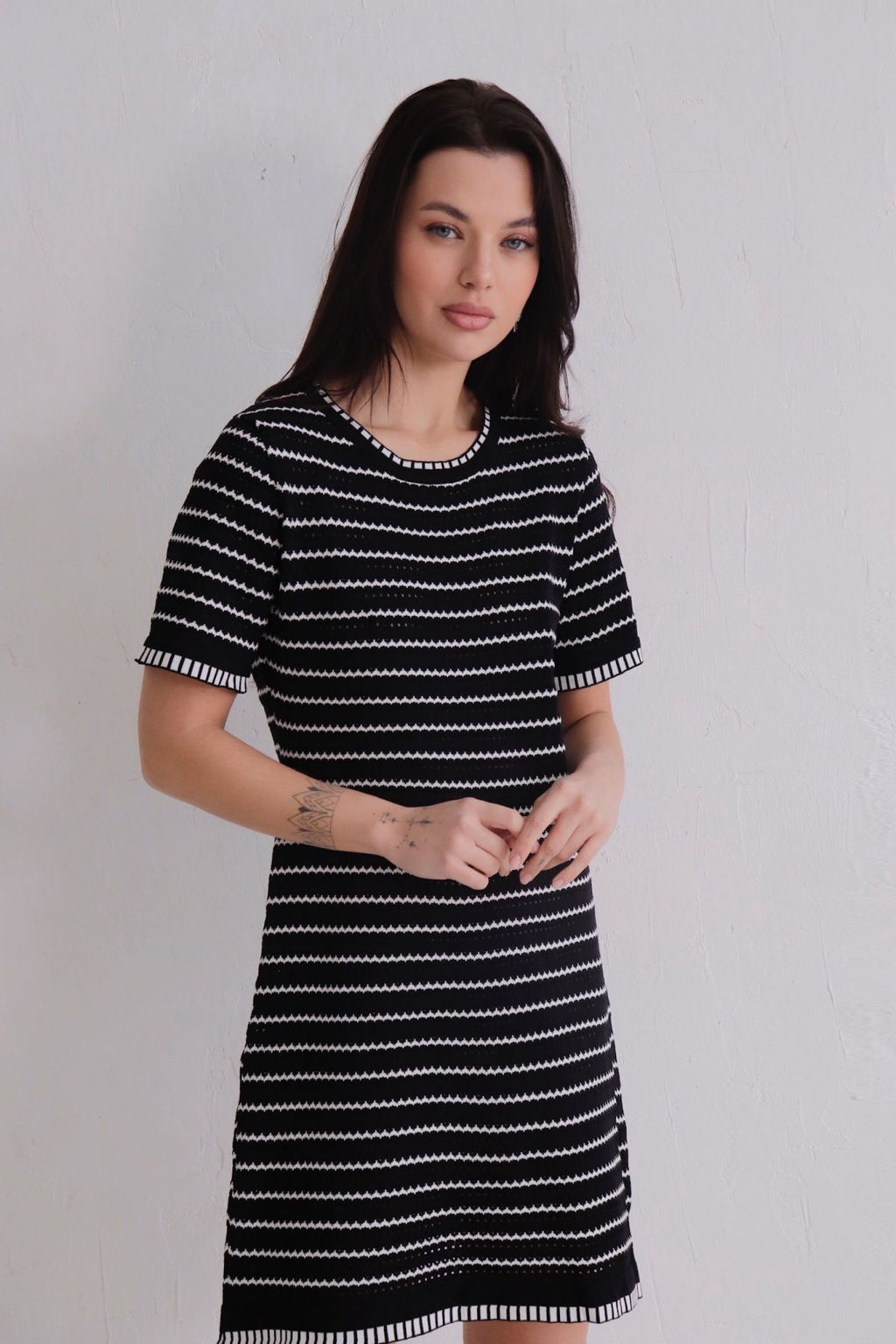 Платье вязаное чёрное в полоску - Martichelli фото 3