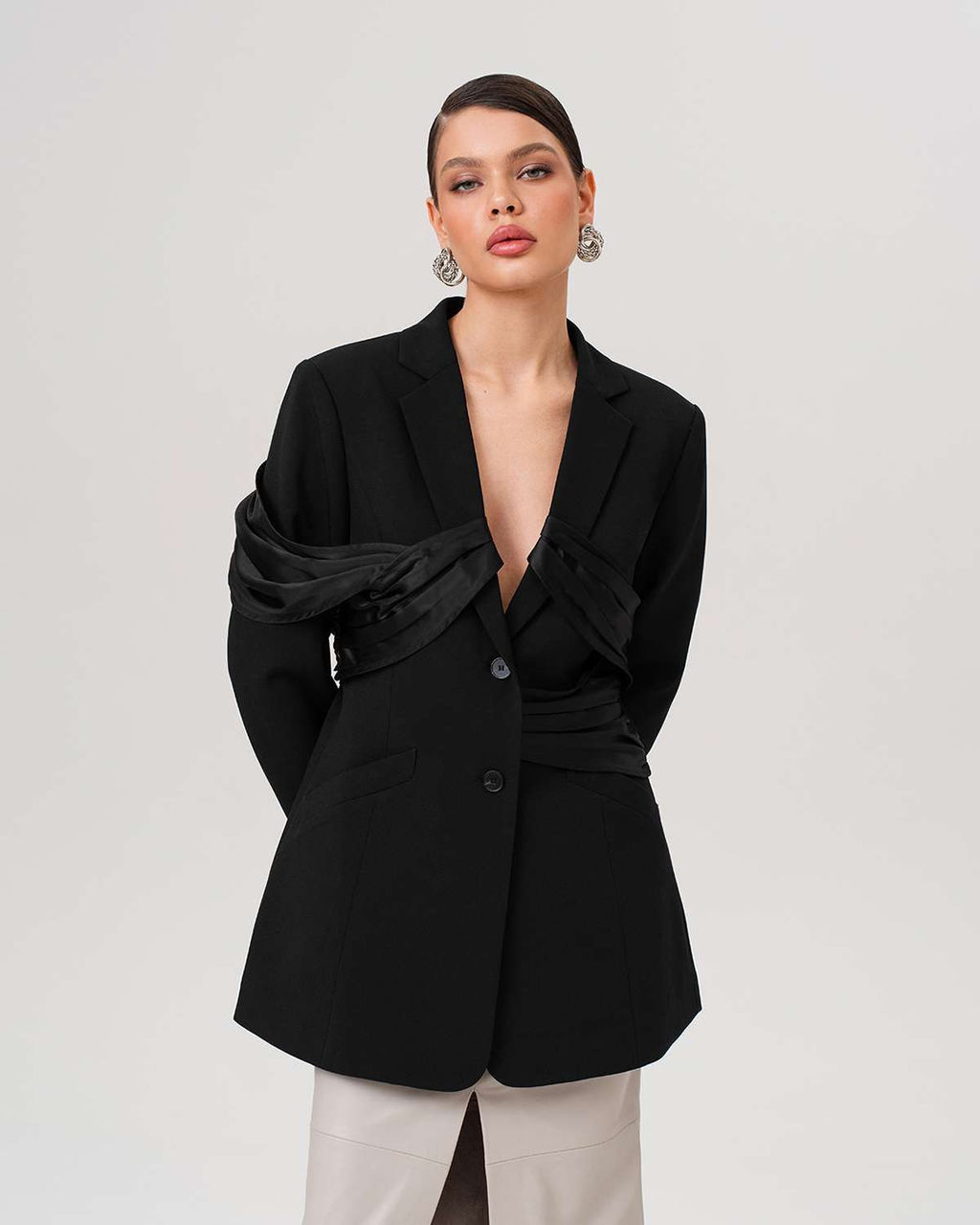 Пиджак приталенный с драпировкой JP001 - Sahar art lab фото 10