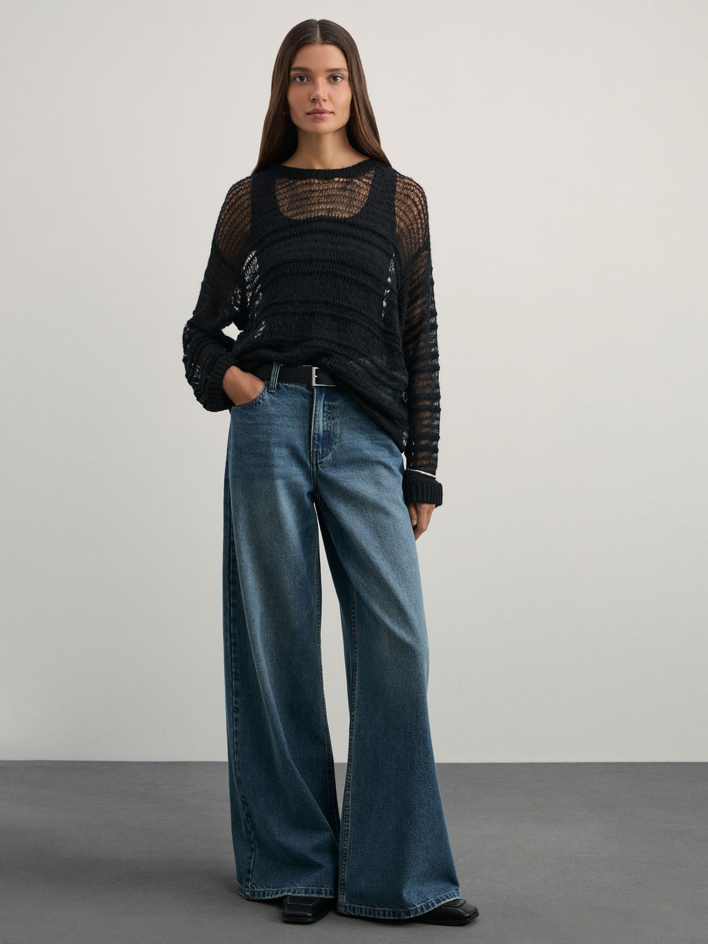 Джемпер ажурный с добавлением шерсти / Zarina  фото 2