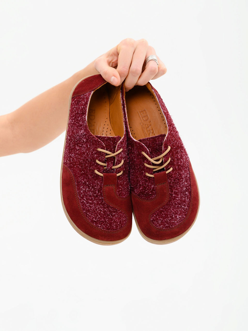 Босоногие туфли 188.natabr.Бордовый джангл+бордовая замша