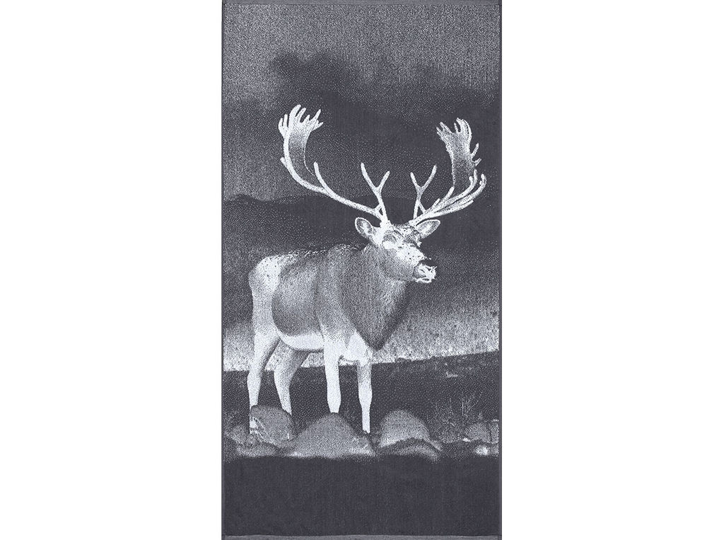 Полотенце махровое 6с102.413ж1 Фото-олень(графит5) 81х160см