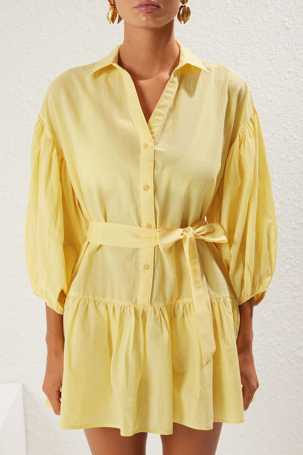 TRENDYOLMILLA Mavi Mini Dokuma %100 Pamuk Balon Kollu Plaj Elbisesi TBESS25EL00034  фото 10