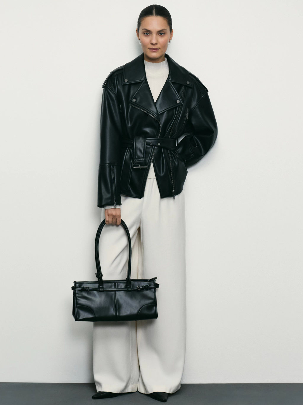 Куртка из искусственной кожи с ремнём / Zarina  фото 2