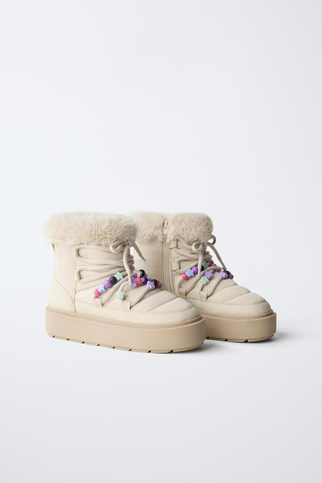 BEADED ANKLE BOOTS WITH FAUX FUR LINING - Zara фото 2